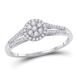 10kt White Gold Womens Round Diamond Cluster Ring 1/5 Cttw