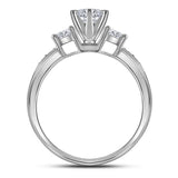 14kt White Gold Round Diamond 3-Stone Bridal Wedding Ring Band Set 2 Cttw
