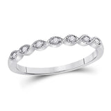 14kt White Gold Womens Round Diamond Classic Stackable Band Ring 1/20 Cttw