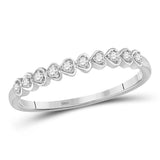 10kt White Gold Womens Round Diamond Heart Stackable Band Ring 1/10 Cttw