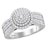 10kt White Gold Round Diamond Halo Bridal Wedding Engagement Ring 1 Cttw