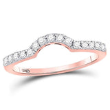 14kt Rose Gold Womens Round Diamond Contoured Wedding Enhancer Band Ring 1/4 Cttw