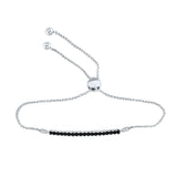 Sterling Silver Womens Round Black Color Enhanced Diamond Bolo Bracelet 1/12 Cttw