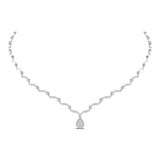 10kt White Gold Womens Round Diamond Teardrop Cluster Necklace 3/4 Cttw
