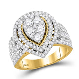 14kt Yellow Gold Round Diamond Teardrop Bridal Wedding Engagement Ring 2 Cttw