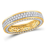 14kt Yellow Gold Mens Round Diamond Double Row Eternity Wedding Band Ring 3.00 Cttw