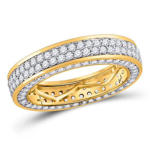 14kt Yellow Gold Mens Round Diamond Double Row Eternity Wedding Band Ring 3.00 Cttw
