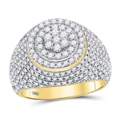 10kt Yellow Gold Mens Round Diamond Flower Cluster Ring 2 Cttw