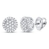 10kt White Gold Womens Round Diamond Cluster Earrings 1/6 Cttw