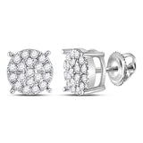 10kt White Gold Womens Round Diamond Cluster Earrings 3/8 Cttw