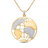 10kt Yellow Gold Mens Round Diamond Globe World Charm Pendant 5/8 Cttw