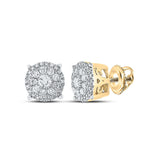 14kt Yellow Gold Womens Round Diamond Cluster Earrings 3/4 Cttw
