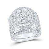 14kt White Gold Round Diamond Halo Bridal Wedding Ring Band Set 4 Cttw
