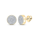 10kt Yellow Gold Mens Round Diamond Circle Disk Cluster Earrings 1/2 Cttw