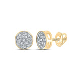 10kt Yellow Gold Mens Round Diamond Cluster Earrings 1/6 Cttw