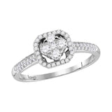 14kt White Gold Womens Round Diamond Square Cluster Ring 1/2 Cttw