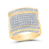 10kt Yellow Gold Mens Round Diamond Cluster Ring 3-1/4 Cttw