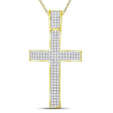 10kt Yellow Gold Mens Round Diamond Roman Cross Crucifix Charm Pendant 2-1/2 Cttw