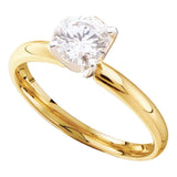 14kt Yellow Gold Womens Round Diamond Solitaire Bridal Wedding Engagement Ring 1 Cttw
