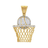 10kt Yellow Gold Mens Round Diamond Basketball Hoop Net Charm Pendant 3/4 Cttw