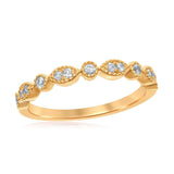 14kt Yellow Gold Womens Round Diamond Milgrain Stackable Band Ring 1/6 Cttw