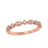 14kt Rose Gold Womens Round Diamond Milgrain Stackable Band Ring 1/6 Cttw