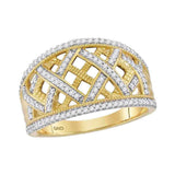 10kt Yellow Gold Womens Round Diamond Lattice Fashion Band Ring 1/3 Cttw