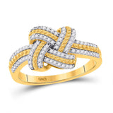 10kt Yellow Gold Womens Round Diamond Beaded Knot Fashion Ring 1/5 Cttw