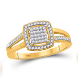 10kt Yellow Gold Womens Round Diamond Square Frame Cluster Ring 1/5 Cttw