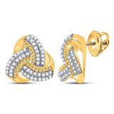 10kt Yellow Gold Womens Round Diamond Celtic Knot Stud Earrings 1/4 Cttw