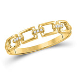 10kt Yellow Gold Womens Round Diamond Chain Link Stackable Band Ring .03 Cttw
