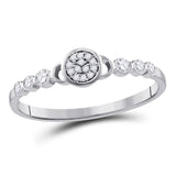 10kt White Gold Womens Round Diamond Cluster Stackable Band Ring 1/6 Cttw