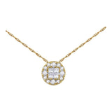 14kt Yellow Gold Womens Princess Diamond Fashion Cluster Pendant 1/4 Cttw