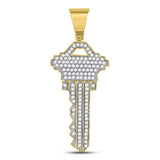 10kt Yellow Gold Mens Diamond Key Charm Fashion Pendant 5/8 Cttw