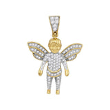 10kt Yellow Gold Mens Round Diamond Guardian Angel Charm Pendant 1/3 Cttw