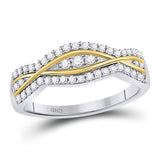 10kt Two-tone Gold Womens Round Diamond Contoured Band Ring 1/3 Cttw