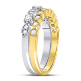 10kt Two-tone Gold Womens Round Diamond 2-piece Stackable Band Ring 1/2 Cttw
