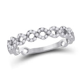 10kt White Gold Womens Round Diamond Geometric Stackable Band Ring 1/5 Cttw