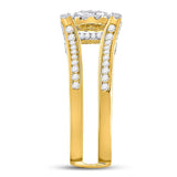 14kt Yellow Gold Womens Round Diamond Bridal Guard Enhancer Wedding Ring Set 1-1/2 Cttw