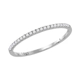 10kt White Gold Womens Round Diamond Timeless Stackable Band Ring 1/8 Cttw