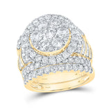 14kt Yellow Gold Round Diamond Bridal Wedding Ring Band Set 4-7/8 Cttw