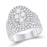 14kt White Gold Round Diamond Oval Bridal Wedding Engagement Ring 3 Cttw
