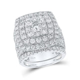 14kt White Gold Round Diamond Bridal Wedding Ring Band Set 6 Cttw