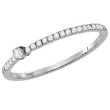 10kt White Gold Womens Round Diamond Solitaire Stackable Band Ring 1/6 Cttw