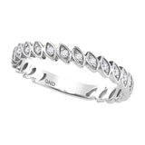 10kt White Gold Womens Round Diamond Marquise Shape Stackable Band Ring 1/10 Cttw