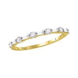 10kt Yellow Gold Womens Round Baguette Diamond Stackable Band Ring 3/8 Cttw