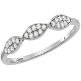 10kt White Gold Womens Round Diamond Oval Cluster Stackable Band Ring 1/8 Cttw