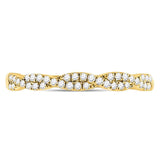 10kt Yellow Gold Womens Round Diamond Twist Stackable Band Ring 1/4 Cttw