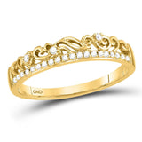 10kt Yellow Gold Womens Round Diamond Stackable Band Ring 1/12 Cttw