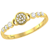 10kt Yellow Gold Womens Round Diamond Cluster Stackable Band Ring 1/6 Cttw